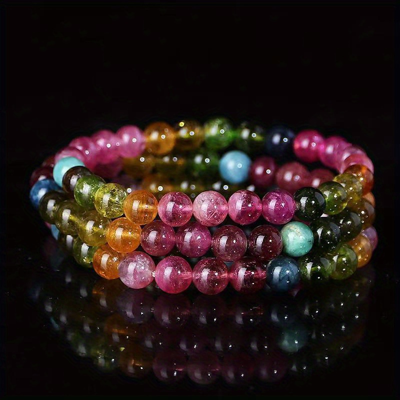 2pcs Natural Rainbow Bracelets Set Colorful Candy Colored Jewelry